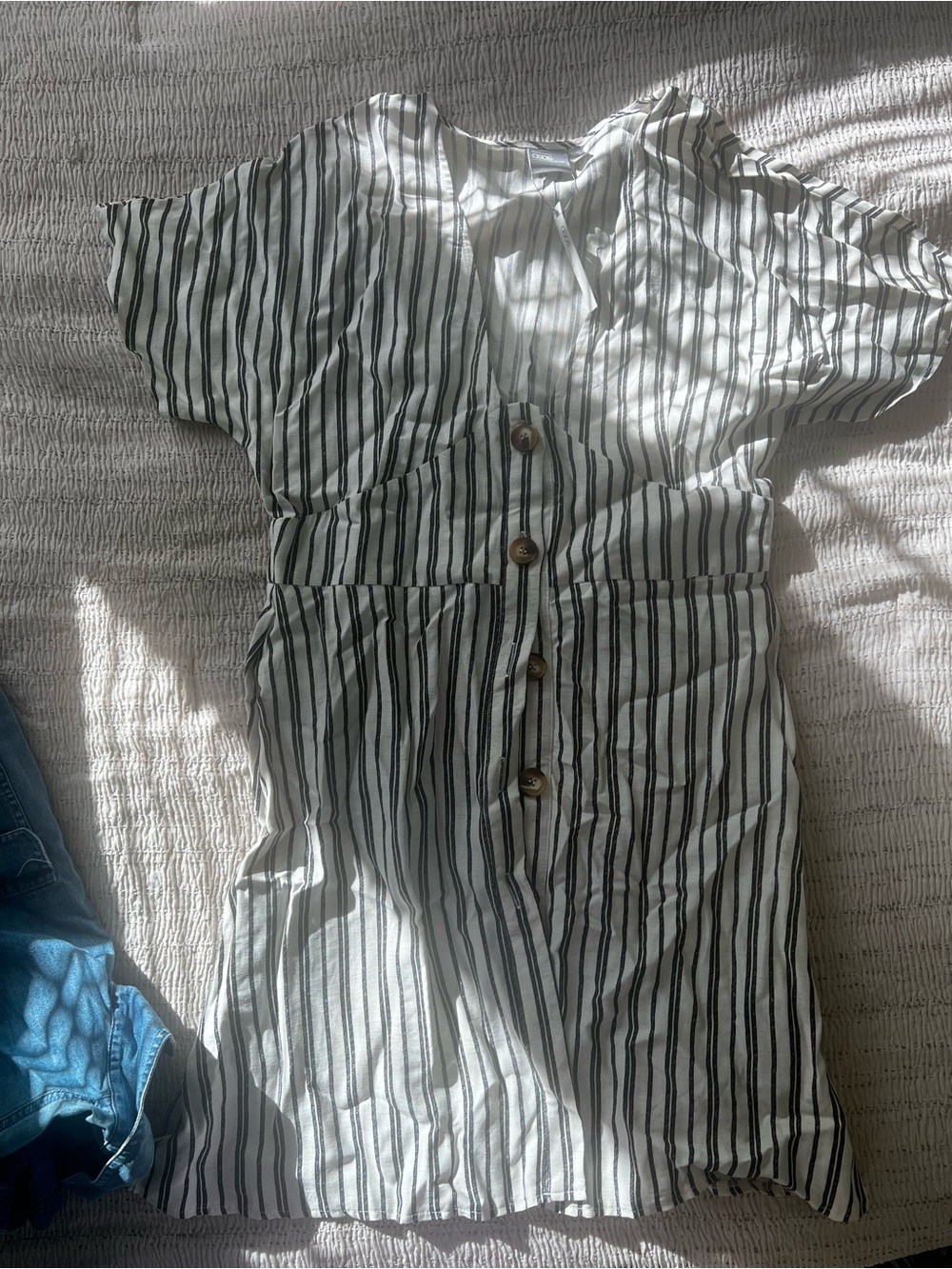 NWT Black & White Striped Button-Front Dress